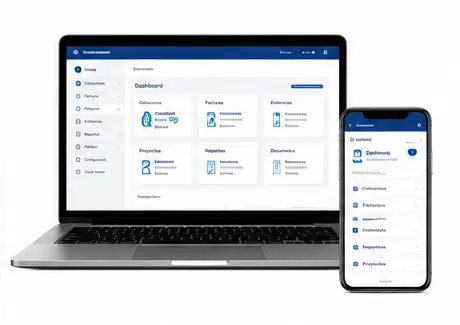 Portal del cliente de N&E en laptop y móvil